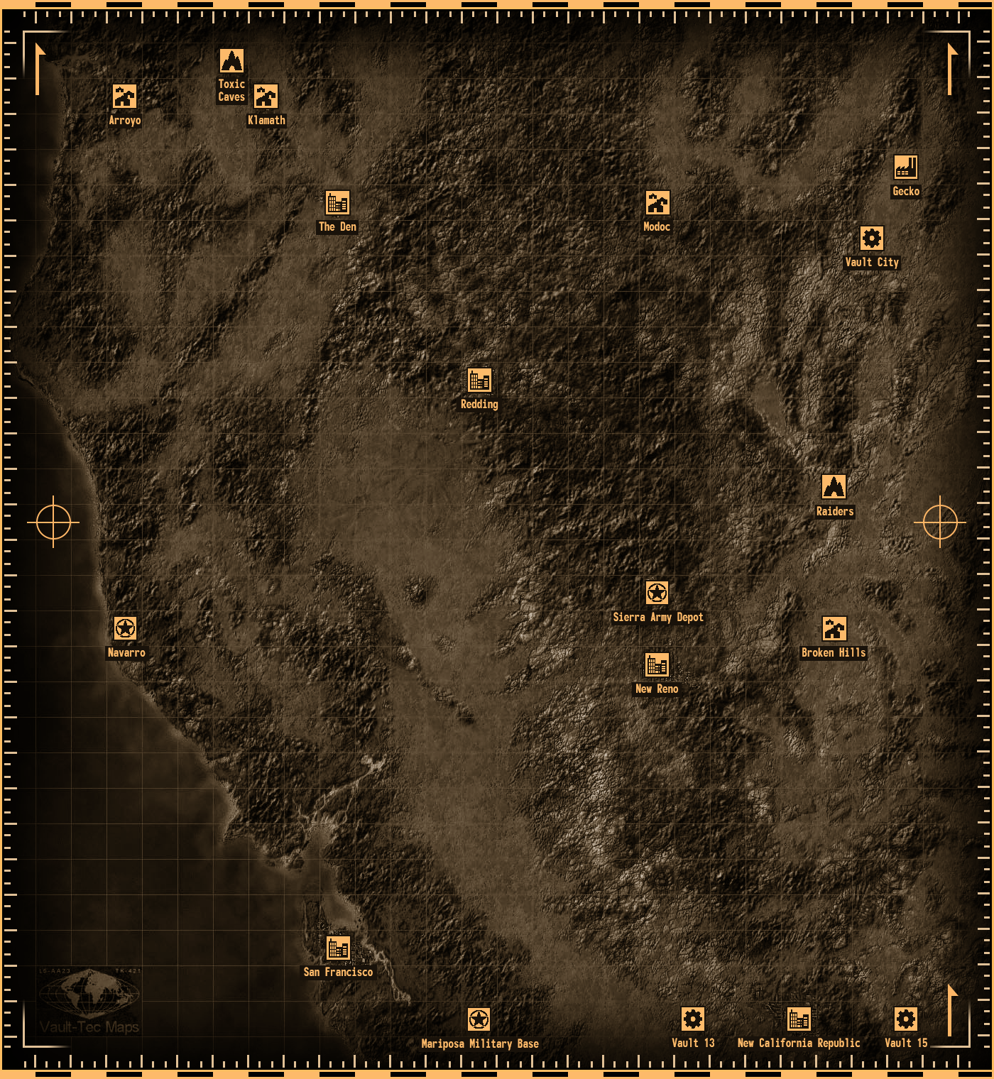 Mapa świata Fallout 2 (Fallout Wiki)